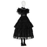 Wednesday Addams Cosplay Costume Black Dress for Adults with Shoes - Perfect for Halloween, Carnival, and Parties - Coscosmos